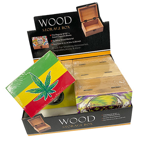 Wood Storage Box Large Multiple Designs Pack of 6