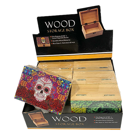 Wood Storage Box Medium Multiple Designs Pack of 6