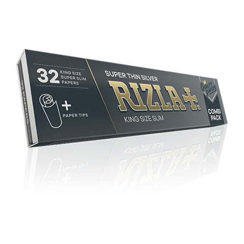 Rizla+ Super Thin Silver King Size Papers+Tips Pack of 24
